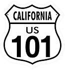 CA US 101 shield shaped black and white metal hwy sign