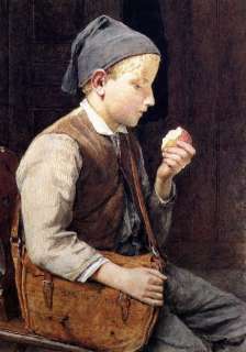 Boy Eating an Apple Albert Anker oil painting repro  