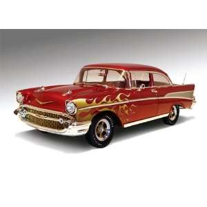  1/18 1957 Chevy Bel Air, Red Burgundy with Flames: Toys 