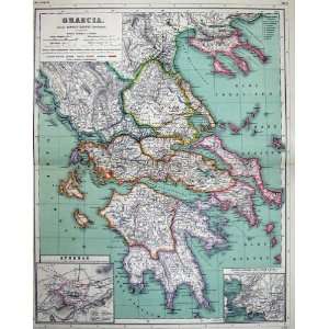  1898 Map Greece Plan Athenae Islands Etolia Argolis