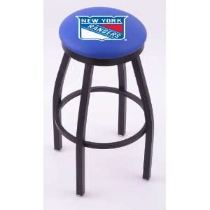 New York Rangers 30 Single ring swivel bar stool with Black, solid 