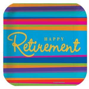   Party By Creative Converting Retirement Stripes Square Dessert Plates
