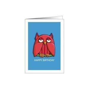  Red Owl aqua Happy Birthday Card Card Health & Personal 