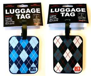 LUGGAGE TAGS SET OF 2 UNIQUE ARGYLE PATTERN BAG ID TAGS  