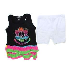 XOXO, Baby Girl Flower Power Sleeveless Dress and Shorts 2 Piece Set 