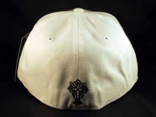 Cross on White Flat Brim Hip Hop Hat Jewels from Pit Bull  