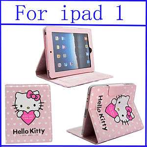 Hello Kitty leather case cover stand for apple iPad 1 pink  
