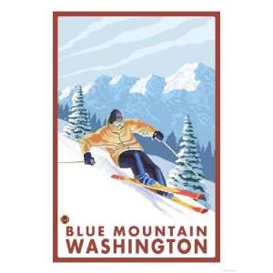  Downhhill Snow Skier, Blue Mountain, Washington Stretched 