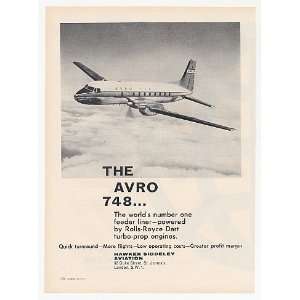  1961 Hawker Siddeley Avro 748 Airplane Photo Print Ad 