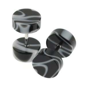   Marble Acrylic Fake Plugs   0G, 16G Ear Wire   Sold as a Pair: Jewelry