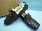 UGG MENS BYRON LEATHER SLIPPERS SHOES MOCCASINS SIZE 8 CHOCOLATE