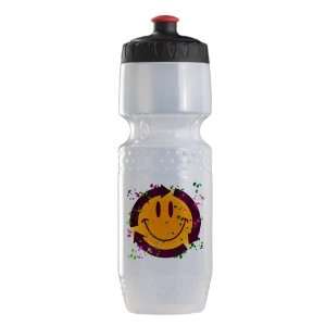   Water Bottle Clr BlkRed Recycle Symbol Smiley Face 