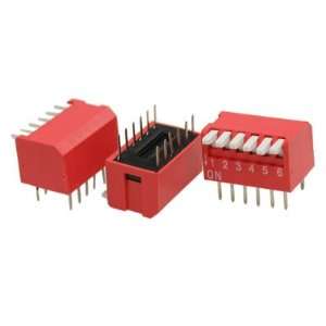   Row Red 6 Positions 6P 12 Pin Piano Type DIP Switch