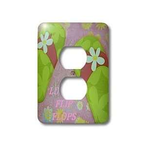 Florene Decorative   Lime Green and Pink Flip Flops With Words   Light 