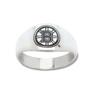  Boston Bruins NHL Sterling Silver Logo Gents Enamel Band 