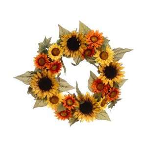  18 Sunflower Twig Wreath Rust Orange (Pack of 2) Patio 