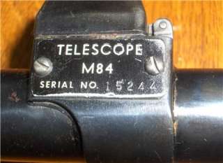 Vintage M84 US Military Sniper Rifle Scope Original M 84 VGC W Mount 