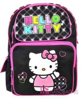 Sanrio HELLO KITTY School Backpack 16 LARGE Bag   Black Pink Kitty 
