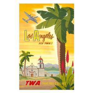  Los Angeles, Fly TWA, c.1950s Giclee Poster Print by Bob 