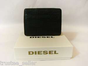 NWT Diesel Brand Black Leather Work Embossed Magic Wallet Credit 