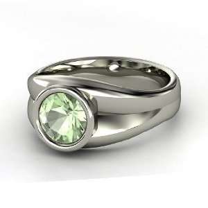  Akira Ring, Round Green Amethyst Platinum Ring Jewelry