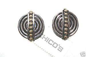 CHICOS POST ARLENE EARRINGS Silver Black and Gold NEW  