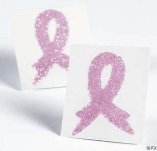 24 PINK GLITTER TATTOO/Stickers BREAST Cancer Awareness  