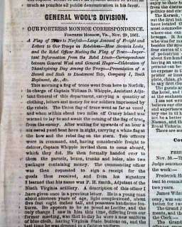 TYBEE ISLAND Georgia GA 1861 Civil War Old NY Newspaper  