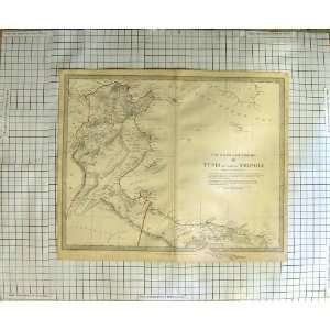   : WALKER ANTIQUE MAP 1836 NORTH AFRICA TUNIS TRIPOLI: Home & Kitchen