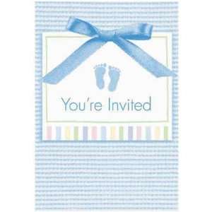  Baby Boy Soft Blue Folded Invitation: Baby