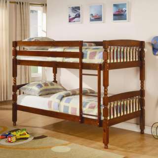 Twin Over Twin Bunk Bed in Medium Brown Pine by Coaster 460223 