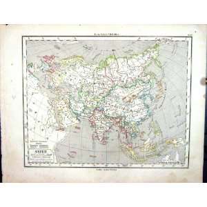    Atlas 1870 Map Asien Asia China India Borneo Sumatra