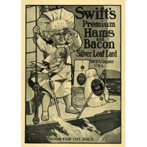   Hams & Bacon Lard Chid Cook   Original Print Ad: Home & Kitchen
