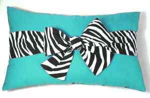 Black & Turquoise Zebra Stripe Throw Pillow Sofa Bed  