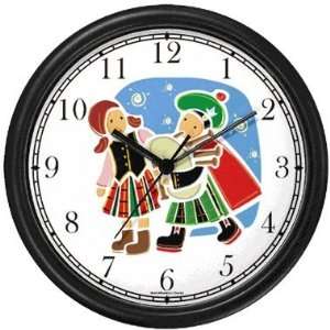  Scottish Lad & Lassie   Bagpipe Scotland Theme Wall Clock 