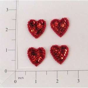  Heart Sequin Applique   Red   Mini   4 pcs.: Arts, Crafts 