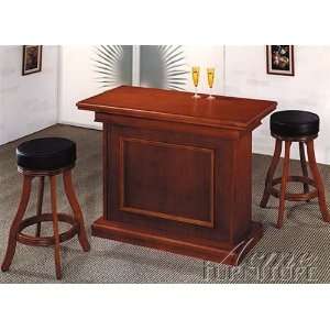  3pc All in One Bar Unit & Bar Stools Set Cherry Finish 
