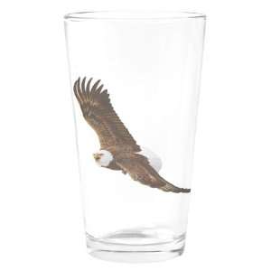  Pint Drinking Glass Bald Eagle Flying 