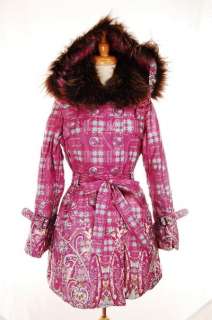 Tulle Tulip $1790 Fur Trim Down Jacket Coat 38 M LALIC  