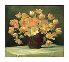 PETER JOHAN SCHOU Tulips in a Vase on a Draped Table  