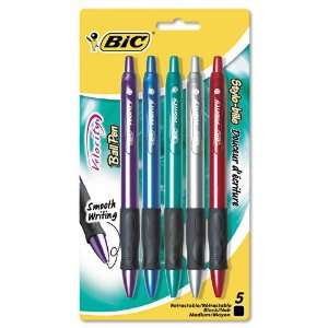 BIC® Velocity Retr Ballpoint Pen, TRS Barrel, BLK/BE/GD 