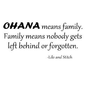 Ohana Means Family Lilo And Stitch Vinyl Wall Decal:  Home 