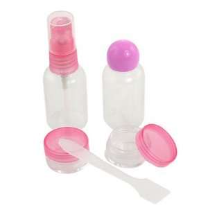   Cosmetic Cream Box Spray Mist Bottle Atomizer Spoon Pink Clear Beauty