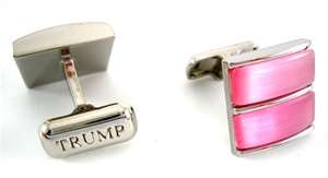 Donald Trump Cufflinks Pink Glass 2 Part Square w/Box  