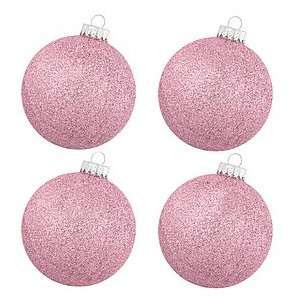 Pink Glitter Plastic Ball Ornament Set of 4 