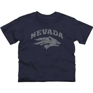  Nevada Wolf Pack Youth Distressed Primary T Shirt   Navy 
