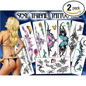 Temporary Tattoos Tribal Butterflies, Variety Pack, 40 Tattoos (Pack 