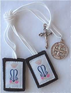 Girls Womans ATHLETE CRUSADER BROWN SCAPULAR White Cord Incl Ben Medal 