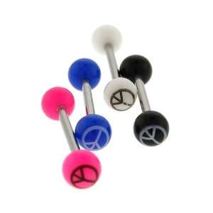  Stainless Steel Barbell Set with Peace Sign Jewelry