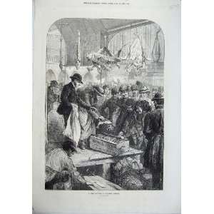  1871 Fish Auction Sale Columbia Market Stainland Print 